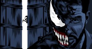 漫蛙漫画平台热门连载《我的英雄学院》封面插图，展示主角绿谷出久在霓虹城市背景下奔跑的热血画面